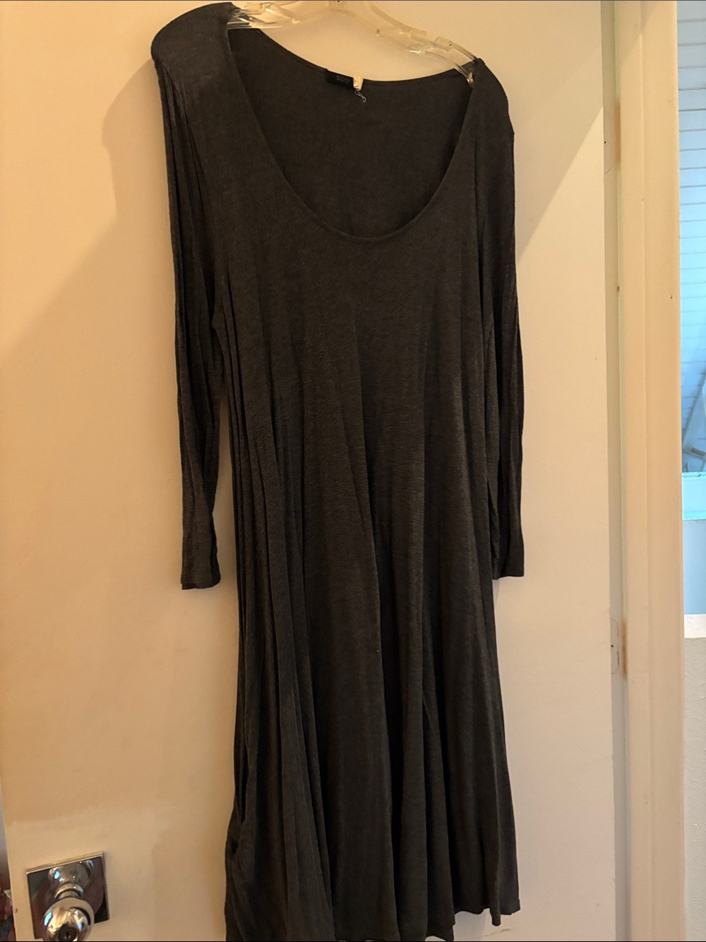 BDG Long Sleeve Scoop Neck Maxi Dress in Charcoal Gray